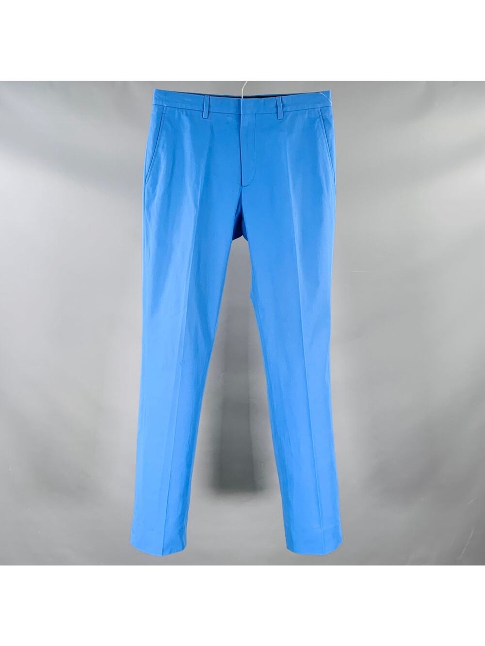 CALVIN KLEIN COLLECTION Size 31 Blue Cotton Flat Front Dress Pants